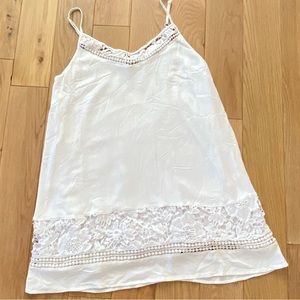 White lace trim mini dress